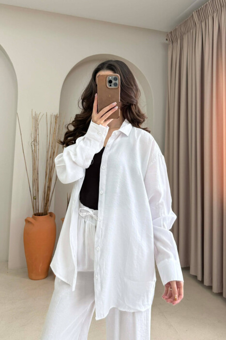 SET NJE NGJYRESH KEMISHE + PANTALLONA PER FEMRA NE NGJYRE TE BARDHE - 2