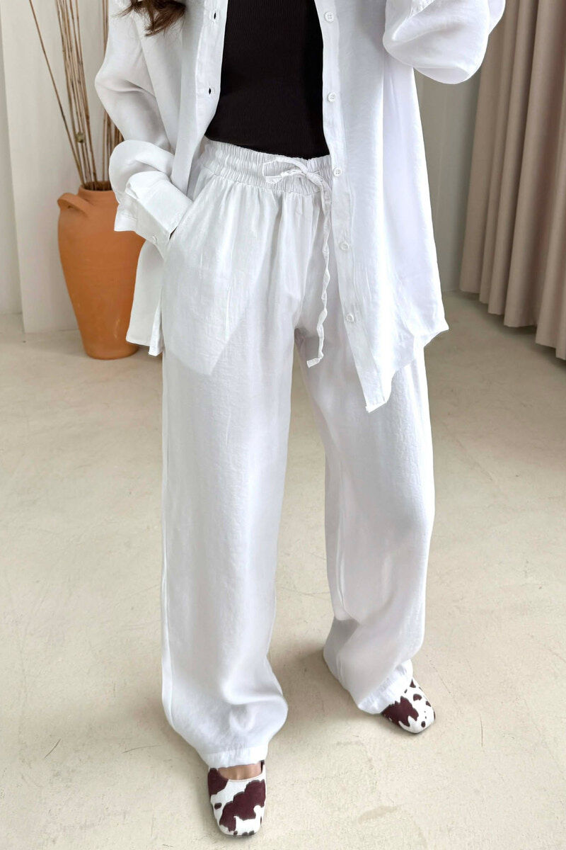 SET NJE NGJYRESH KEMISHE + PANTALLONA PER FEMRA NE NGJYRE TE BARDHE - 3