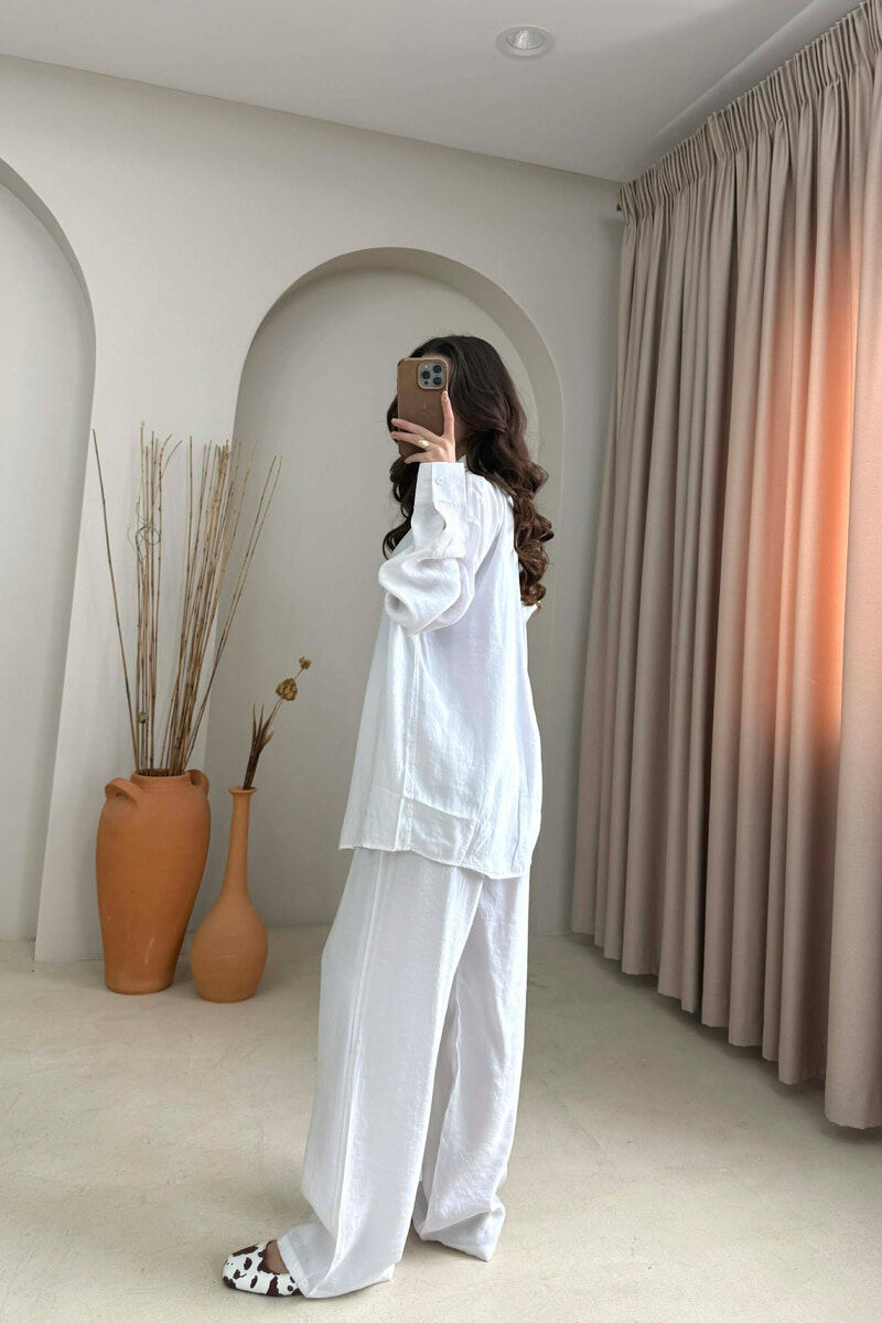 SET NJE NGJYRESH KEMISHE + PANTALLONA PER FEMRA NE NGJYRE TE BARDHE - 4