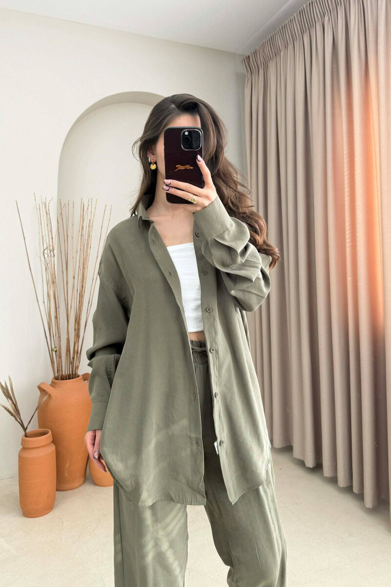 SET NJE NGJYRESH KEMISHE + PANTALLONA PER FEMRA NE NGJYRE ULLI - 2