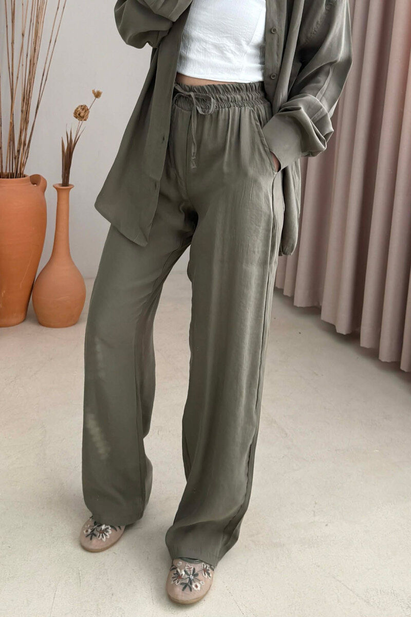 SET NJE NGJYRESH KEMISHE + PANTALLONA PER FEMRA NE NGJYRE ULLI - 3