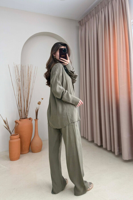 SET NJE NGJYRESH KEMISHE + PANTALLONA PER FEMRA NE NGJYRE ULLI - 4