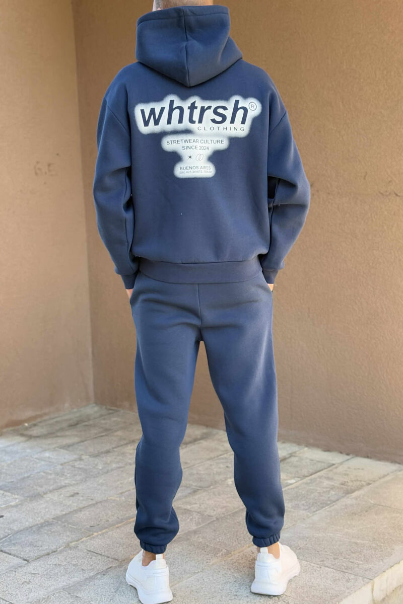 SET NJË NGJYRËSH ME PUSH HOODIE+TUTA PËR MESHKUJ NË NGJYRË BLU TË ERRËT - 5