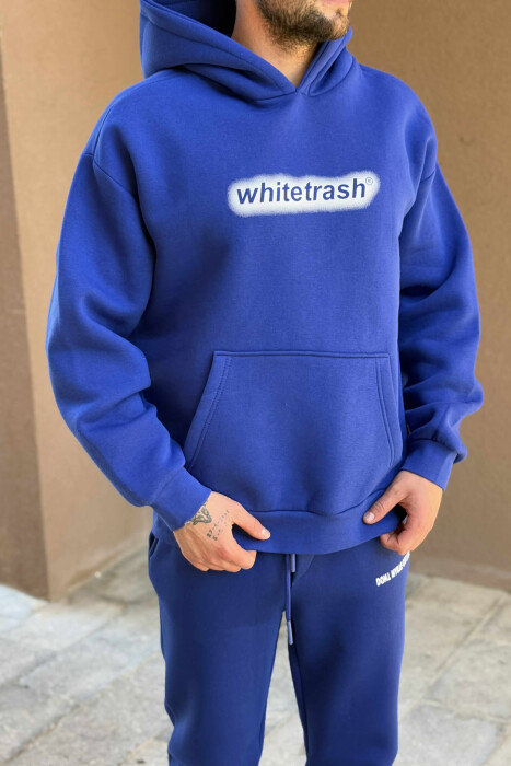 SET NJË NGJYRËSH ME PUSH HOODIE+TUTA PËR MESHKUJ NË NGJYRË BLU - 2