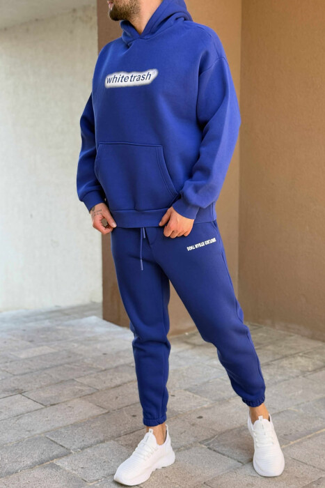 SET NJË NGJYRËSH ME PUSH HOODIE+TUTA PËR MESHKUJ NË NGJYRË BLU - 4