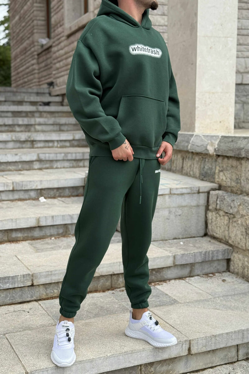 SET NJË NGJYRËSH ME PUSH HOODIE+TUTA PËR MESHKUJ NË NGJYRË JESHILE - 4