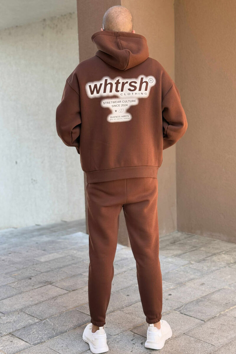 SET NJË NGJYRËSH ME PUSH HOODIE+TUTA PËR MESHKUJ NË NGJYRË KAFE - 5