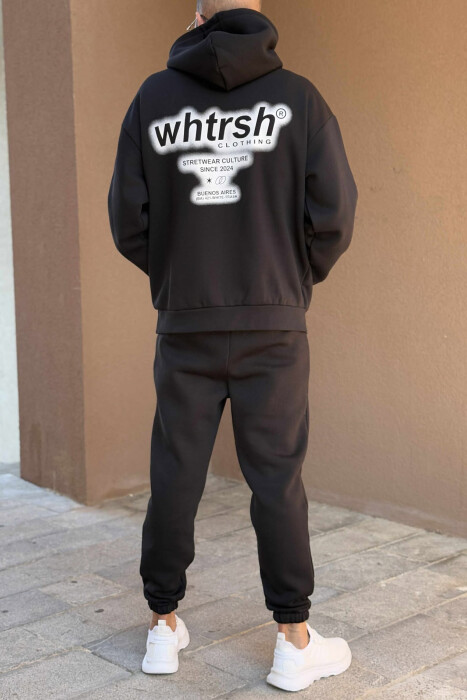 SET NJË NGJYRËSH ME PUSH HOODIE+TUTA PËR MESHKUJ NË NGJYRË TË ZEZË - 4