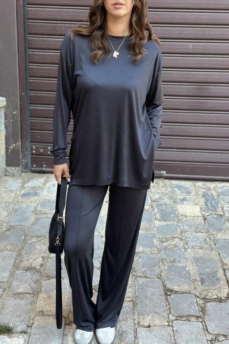 SET NJË NGJYRËSH BLUZË+TUTA PËR FEMRA NË NGJYRËN GRI E ERRËT - 5