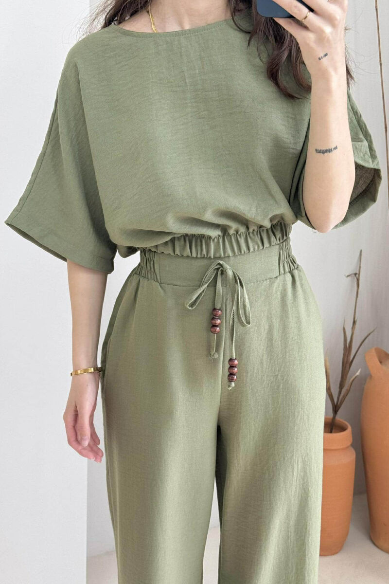 SET NJË NGJYRËSH CROP+PANTALLONA PËR FEMRA NË NGJYRË JESHILE - 3