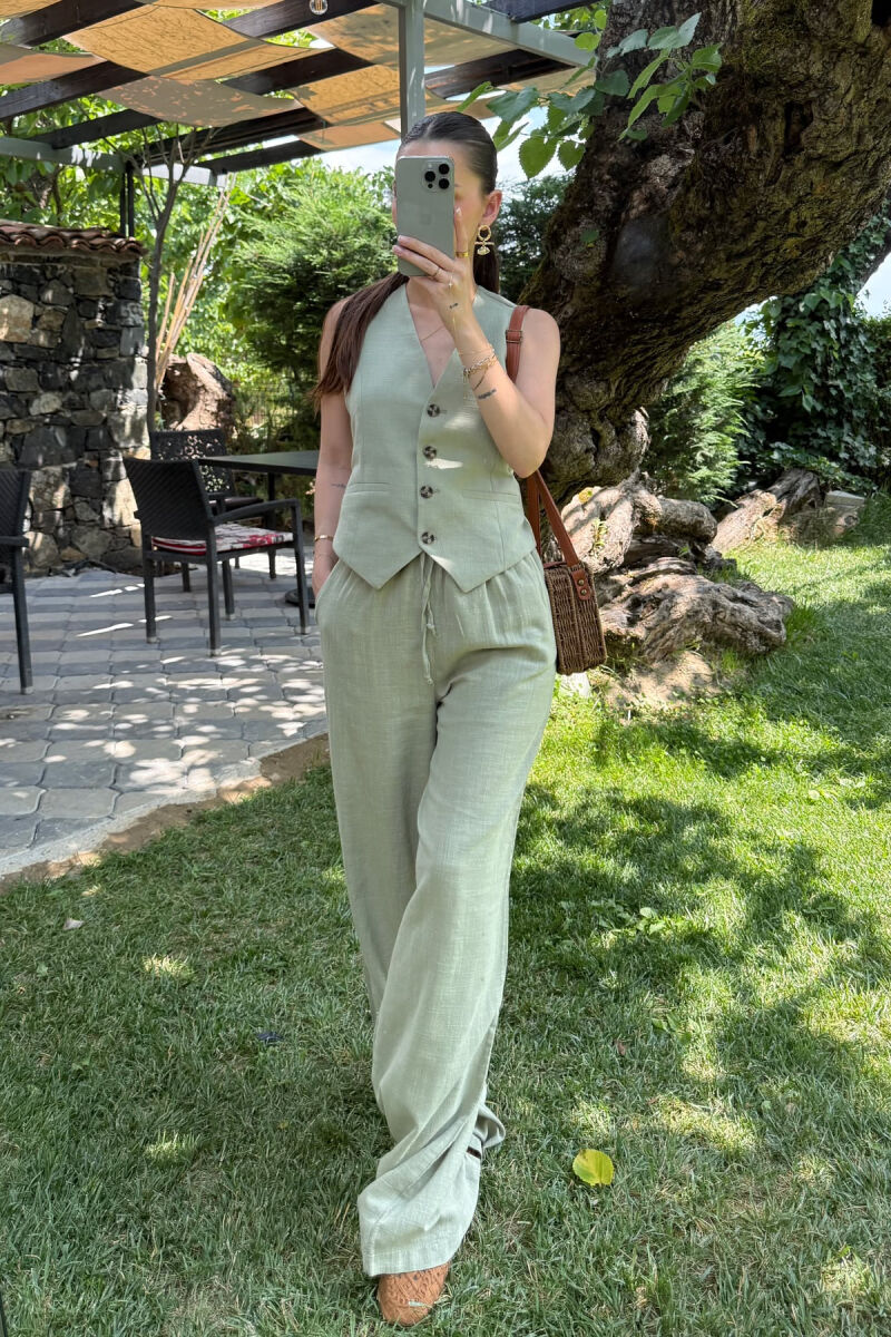 SET NJË NGJYRËSH JELEK +PANTALLONA PËR FEMRA NË NGJYRËN MENTE - 2