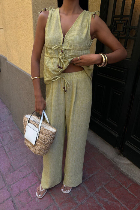 SET NJË NGJYRËSH KANATIERE+PANTALLONA PËR FEMRA NË NGJYRË JESHILE E ZBARDHUR - 6