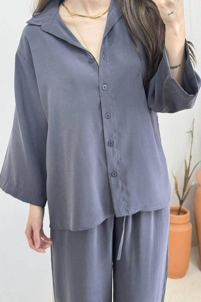 SET NJË NGJYRËSH KËMISHË+PANTALLONA PËR FEMRA NË NGJYRË GRI E ERRËT - 2