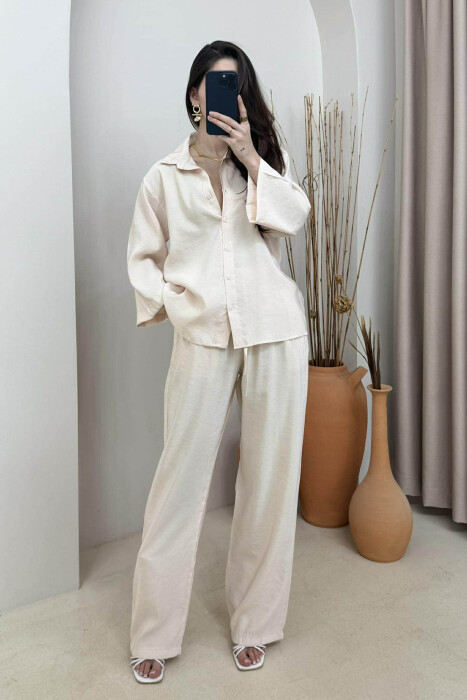 SET NJË NGJYRËSH KËMISHË+PANTALLONA PËR FEMRA NË NGJYRË KREM - 2