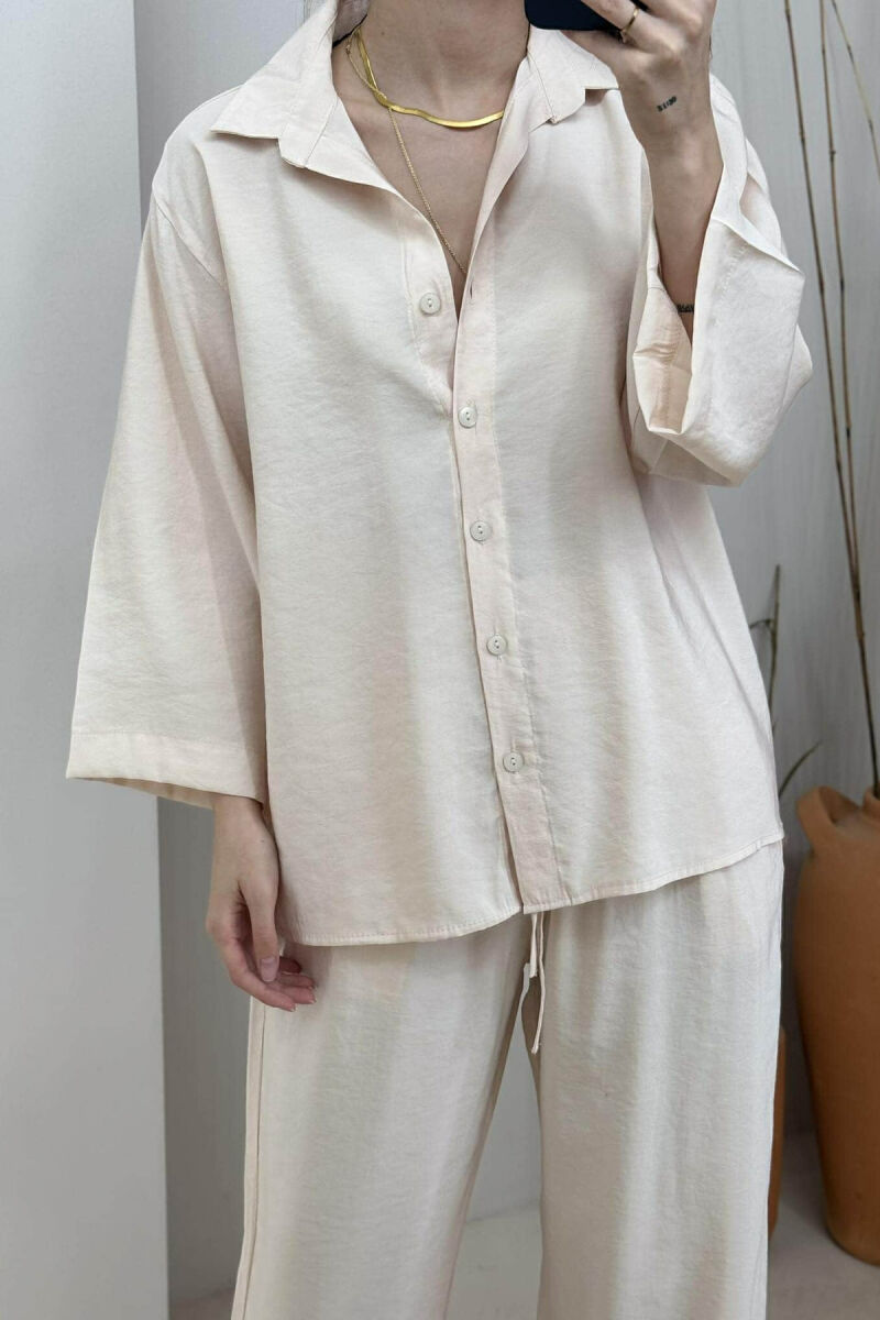 SET NJË NGJYRËSH KËMISHË+PANTALLONA PËR FEMRA NË NGJYRË KREM - 3