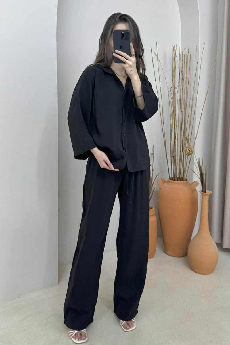 SET NJË NGJYRËSH KËMISHË+PANTALLONA PËR FEMRA NË NGJYRËN E ZEZË - 2