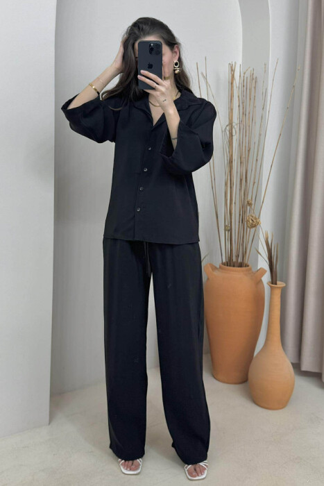 SET NJË NGJYRËSH KËMISHË+PANTALLONA PËR FEMRA NË NGJYRËN E ZEZË - 3