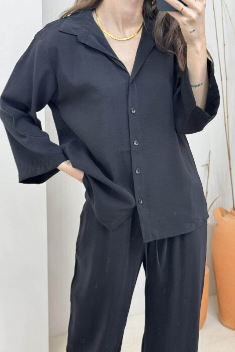 SET NJË NGJYRËSH KËMISHË+PANTALLONA PËR FEMRA NË NGJYRËN E ZEZË - 4