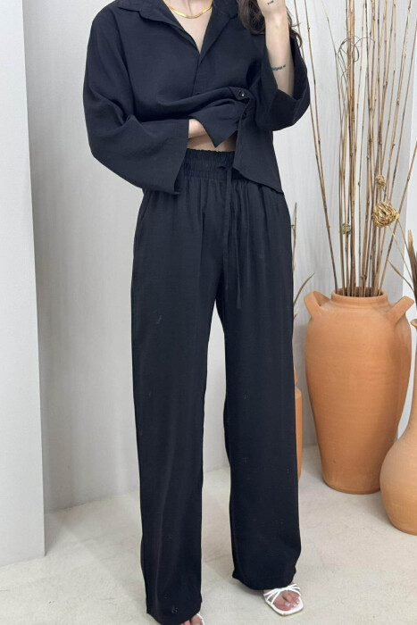 SET NJË NGJYRËSH KËMISHË+PANTALLONA PËR FEMRA NË NGJYRËN E ZEZË - 5