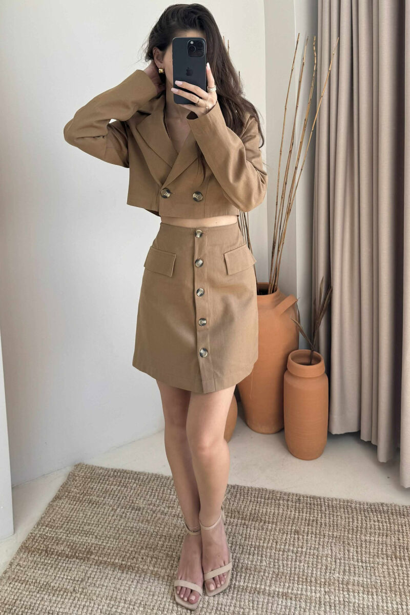 SET NJË NGJYRËSH XHAKETË+FUND PËR FEMRA NË NGJYRË KAFE - 2