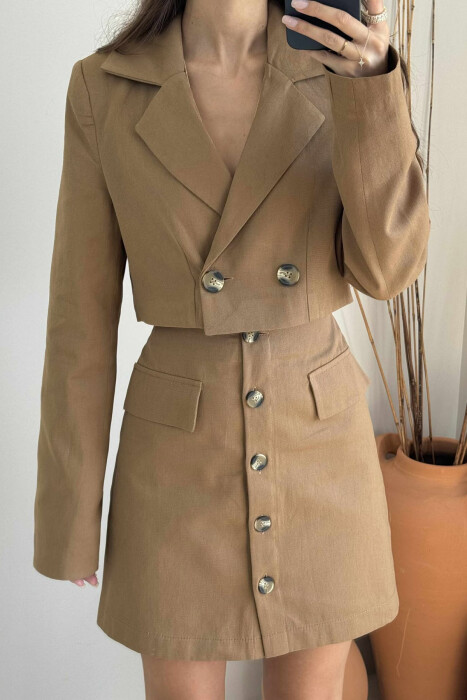 SET NJË NGJYRËSH XHAKETË+FUND PËR FEMRA NË NGJYRË KAFE - 3