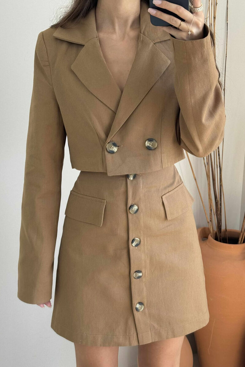 SET NJË NGJYRËSH XHAKETË+FUND PËR FEMRA NË NGJYRË KAFE - 3