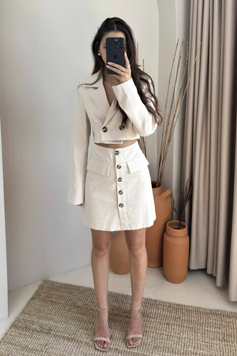 SET NJË NGJYRËSH XHAKETË+FUND PËR FEMRA NË NGJYRË KREM - 2