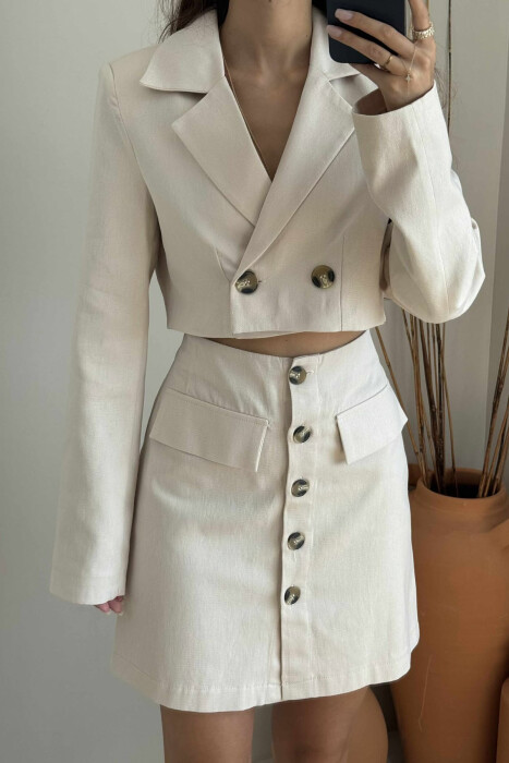 SET NJË NGJYRËSH XHAKETË+FUND PËR FEMRA NË NGJYRË KREM - 4