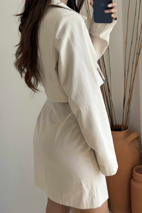 SET NJË NGJYRËSH XHAKETË+FUND PËR FEMRA NË NGJYRË KREM - 5