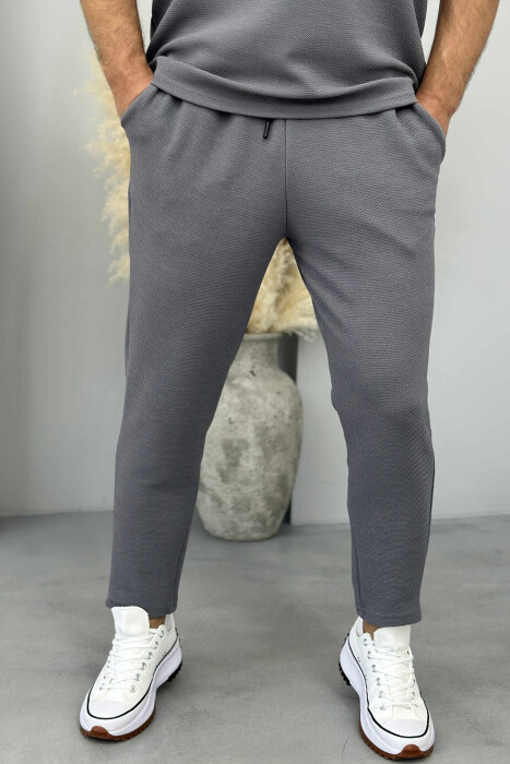 SET NJË NGJYRËSH T-SHIRT+PANTALLONA PËR MESHKUJ NË NGJYRËN GRI - 4