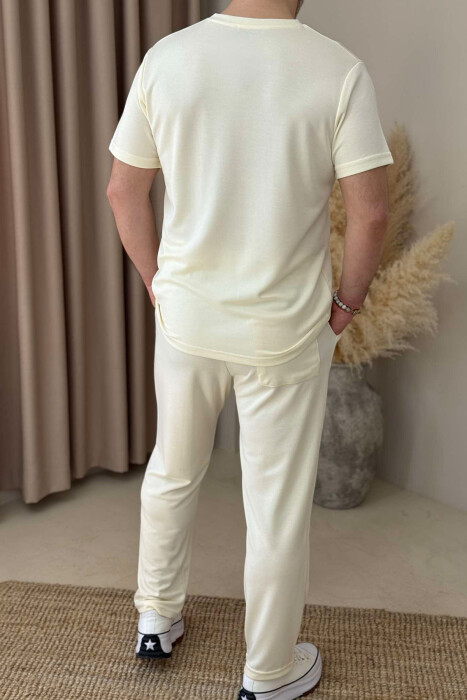 SET NJË NGJYRËSH T-SHIRT+TUTA PËR MESHKUJ NË NGJYRËN KREM - 3