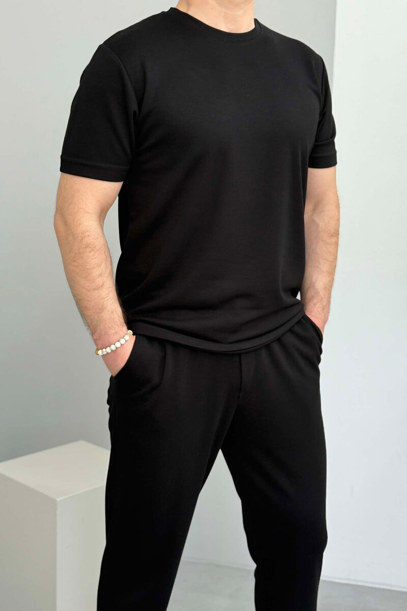 SET NJË NGJYRËSH T-SHIRT+TUTA PËR MESHKUJ NË NGJYRË E ZEZË - 2