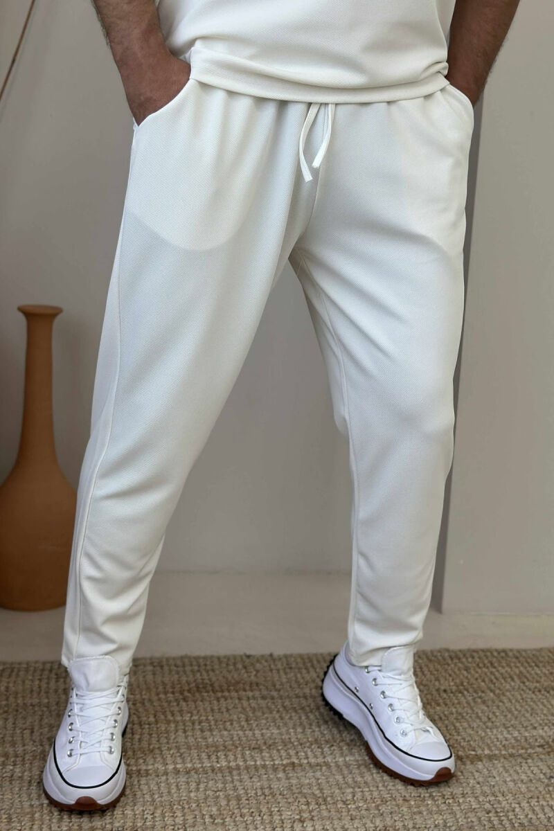 SET NJË NGJYRËSH T-SHIRT+TUTA PËR MESHKUJ NË NGJYRËN KREM - 4