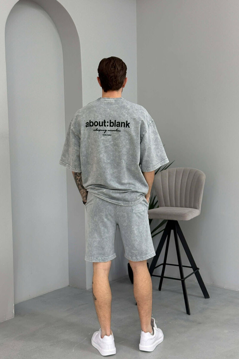 SET NJE NGJYRESH T-SHIRT + TUTA TE SHKURTRA PER MESHKUJ NE NGJYRE GRI TE ZBARDHUR - 4