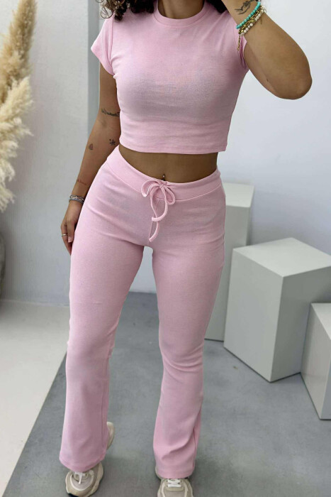SET NJË NGJYRËSH T-SHIRT+PANTALLONA PËR FEMRA NË NGJYRËN BABY PINK - 4