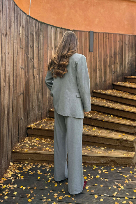 SET NJË NGJYRËSH XHAKETË KLASIKE+PANTALLONA PËR FEMRA NË NGJYRË GRI - 5