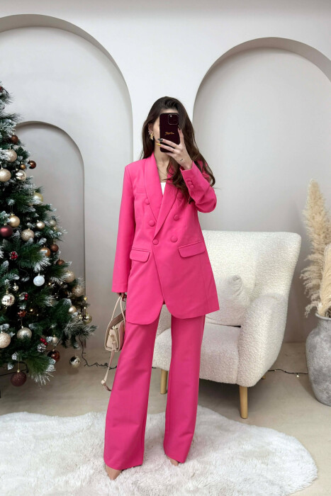 SET NJE NGJYRESH XHAKETE+PANTALLONA KLASIKE PER FEMRA NE NGJYRE ROZE - 1