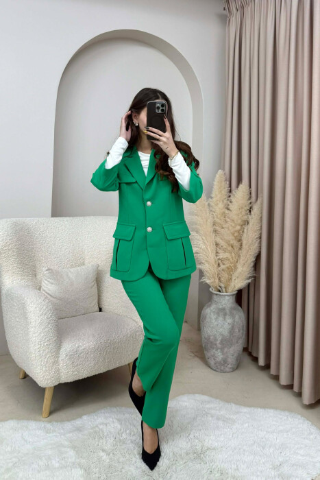 SET NJE NGJYRESH XHAKETE+PANTALLONA PER FEMRA NE NGJYRE JESHILE - 2