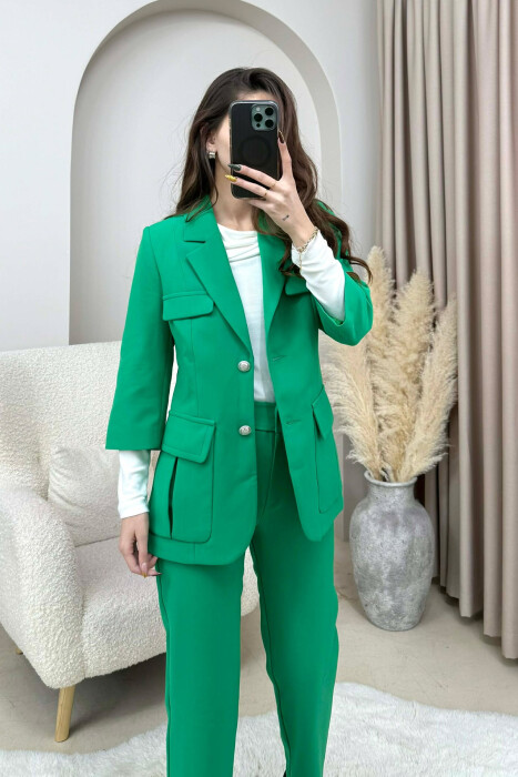 SET NJE NGJYRESH XHAKETE+PANTALLONA PER FEMRA NE NGJYRE JESHILE - 4