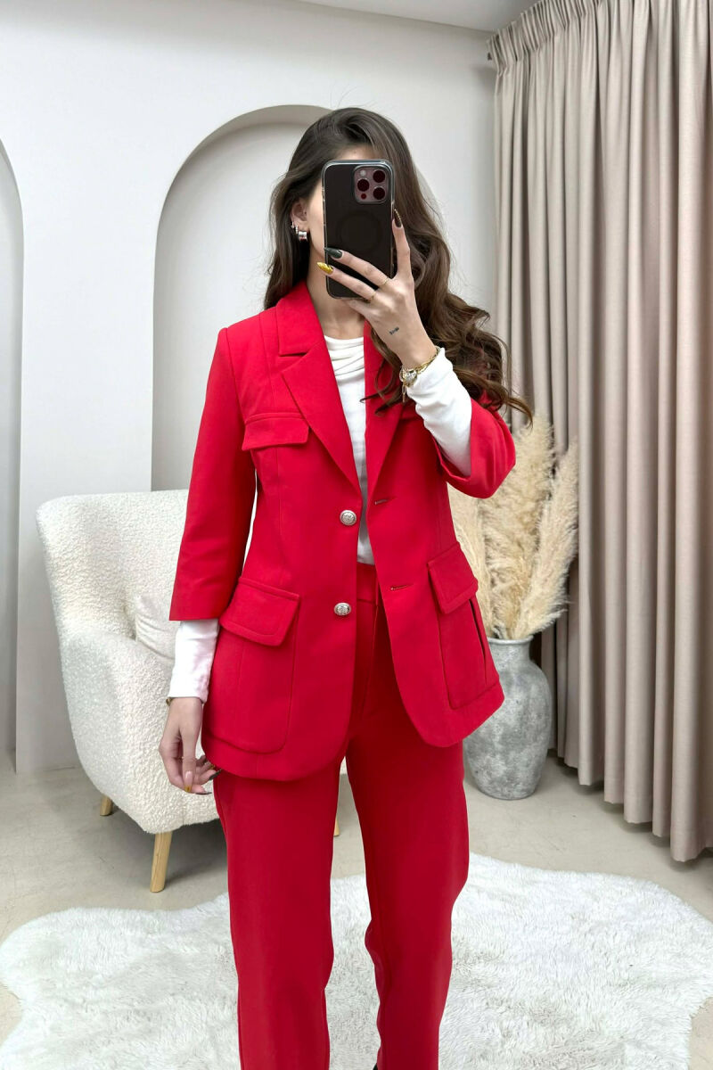 SET NJE NGJYRESH XHAKETE ME KOPSA+PANTALLONA PER FEMRA NE NGJYRE TE KUQE - 5