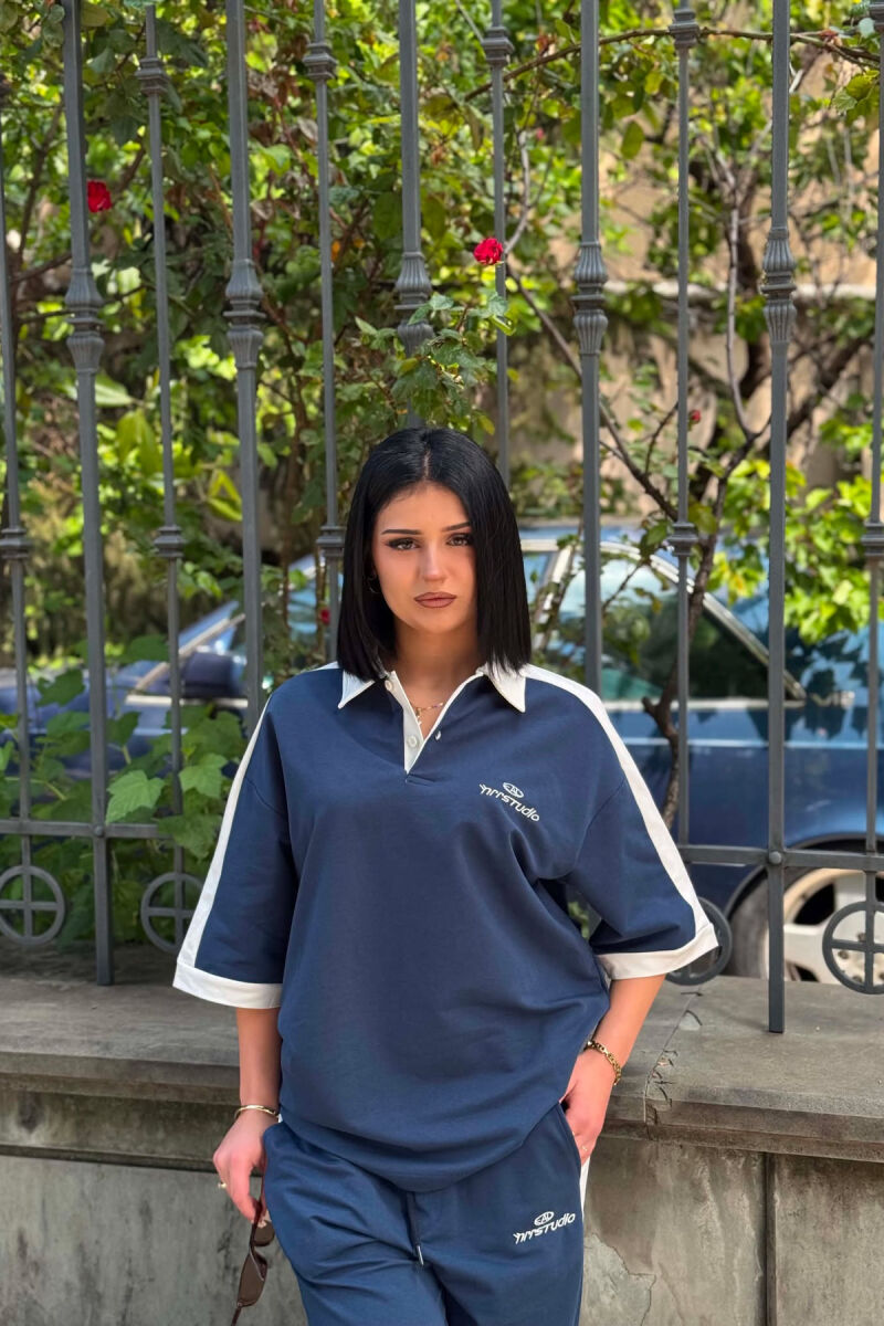 SET T-SHIRT ME JAKE POLO DHE SHKRIME + TUTA PER FEMRA NE NGJYRE BLU - 4