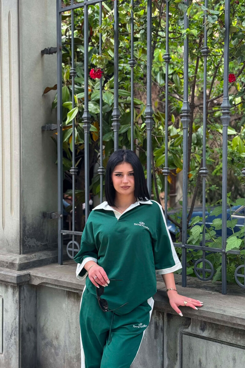 SET T-SHIRT ME JAKE POLO DHE SHKRIME + TUTA PER FEMRA NE NGJYRE JESHILE - 2