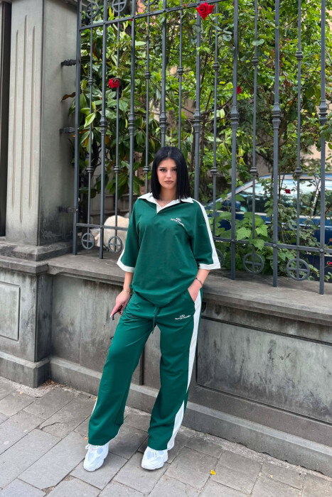 SET T-SHIRT ME JAKE POLO DHE SHKRIME + TUTA PER FEMRA NE NGJYRE JESHILE - 4