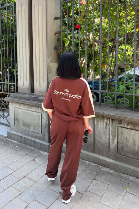 SET T-SHIRT ME JAKE POLO DHE SHKRIME + TUTA PER FEMRA NE NGJYRE KAFE - 6