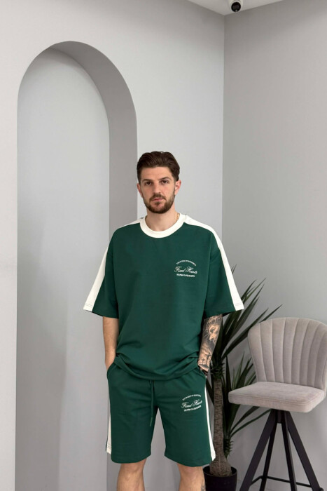 SET T-SHIRT ME SHKRIME TE VOGLA + TUTA TE SHKURTRA PER MESHKUJ NE NGJYRE JESHILE - 3