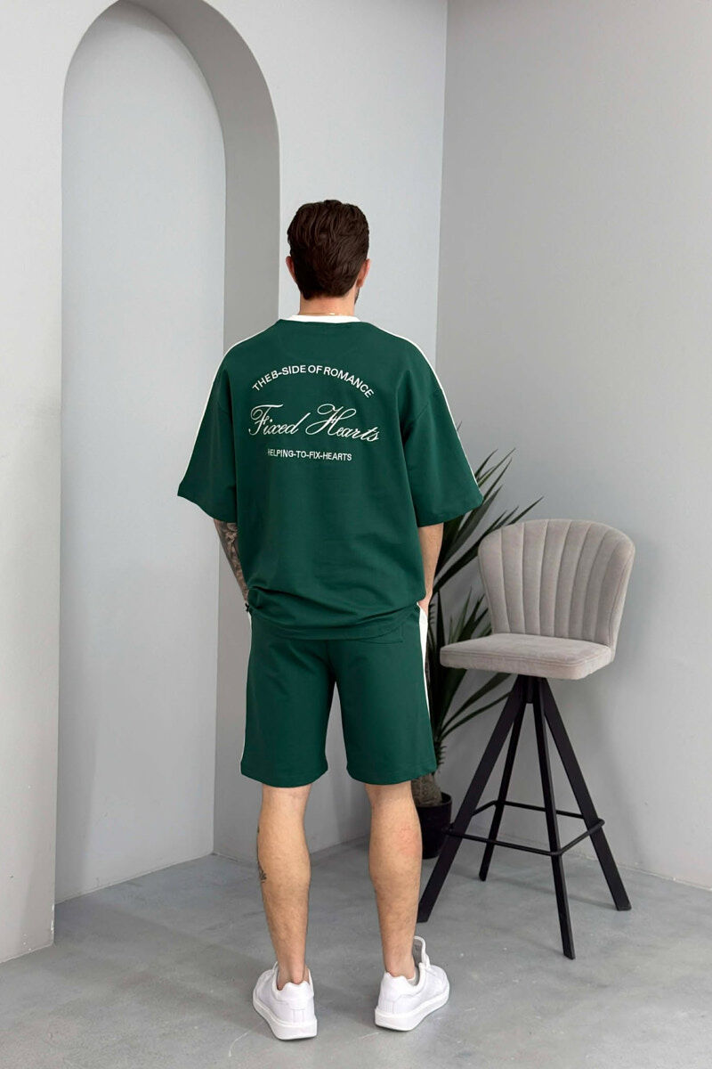 SET T-SHIRT ME SHKRIME TE VOGLA + TUTA TE SHKURTRA PER MESHKUJ NE NGJYRE JESHILE - 4