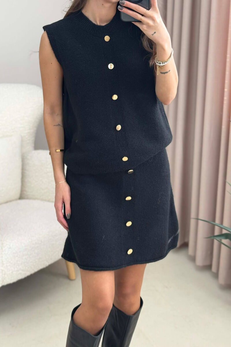 SET I THURRUR ME DETAJIN E BUTONAVE JELEK+FUND PËR FEMRA NË NGJYRË TË ZEZË - 3