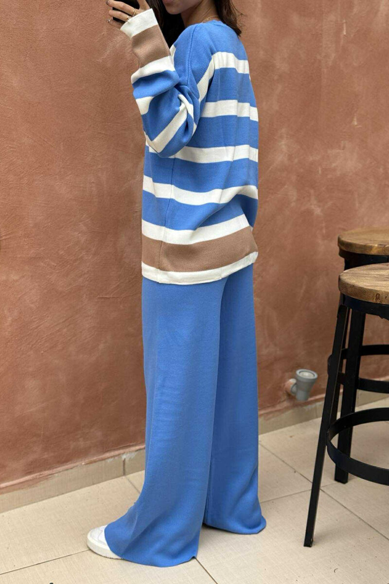 SET TRIKO ME JAKË TË RRUMBULLAKËT+PANTALLONA PËR FEMRA NË NGJYRË BLU TË ZBARDHUR - 4