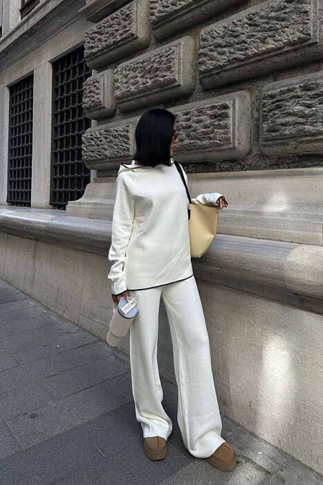 HOODIED SWEATER+PANTS KNIT WOMAN SET WHITE-E BARDHE - 2