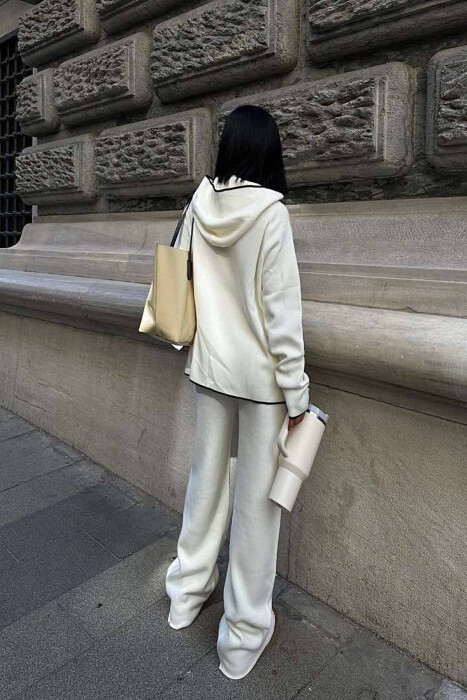 HOODIED SWEATER+PANTS KNIT WOMAN SET WHITE-E BARDHE - 6
